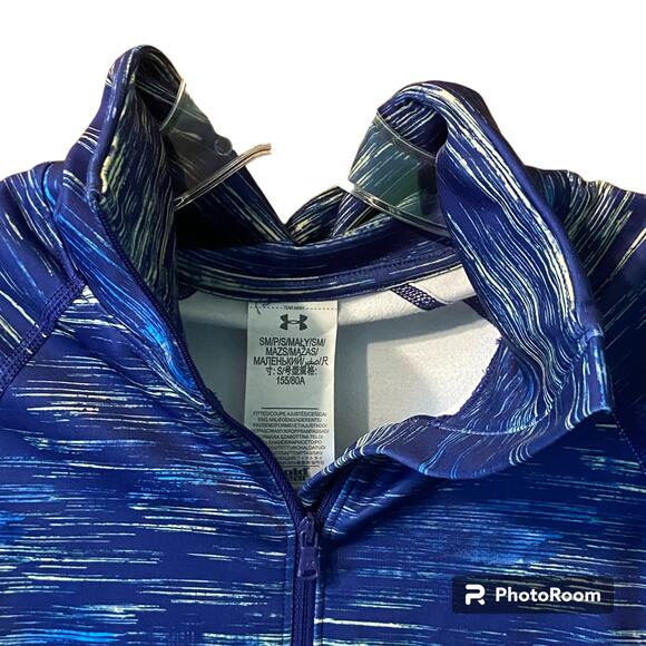 Under Armour Jacket Women Small ColdGear Cozy Cyber Blue Sporty Fitness Running - Picture 7 of 13